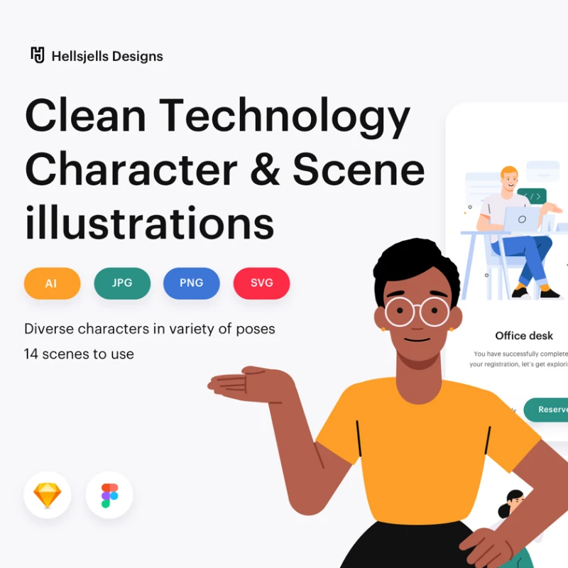 Clean Technology Character & Scene illustrations 技术人物和场景插图缩略图到位啦UI