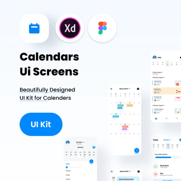 Calendars Ui Screens 漂亮简约日历Ui用户界面设计