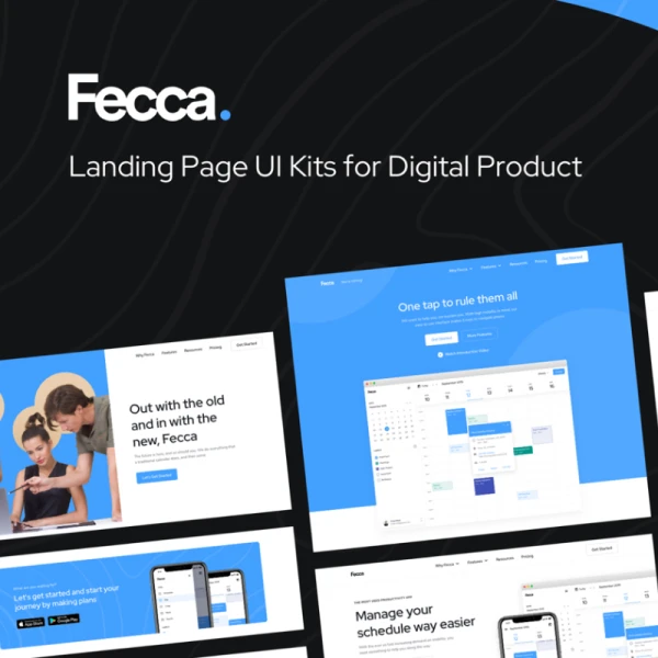 Fecca Landing Page UI Kit (Sketch) 登录落地页UI套件