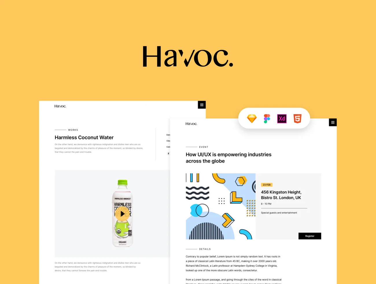 Havoc Agency UI Kit 机构用户界面网站模板套件-UI/UX、专题页面-到位啦UI