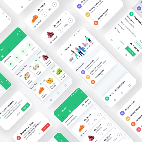 Grocery Shopping App 生活超市食物水果蔬菜采购购物应用程序UI界面设计