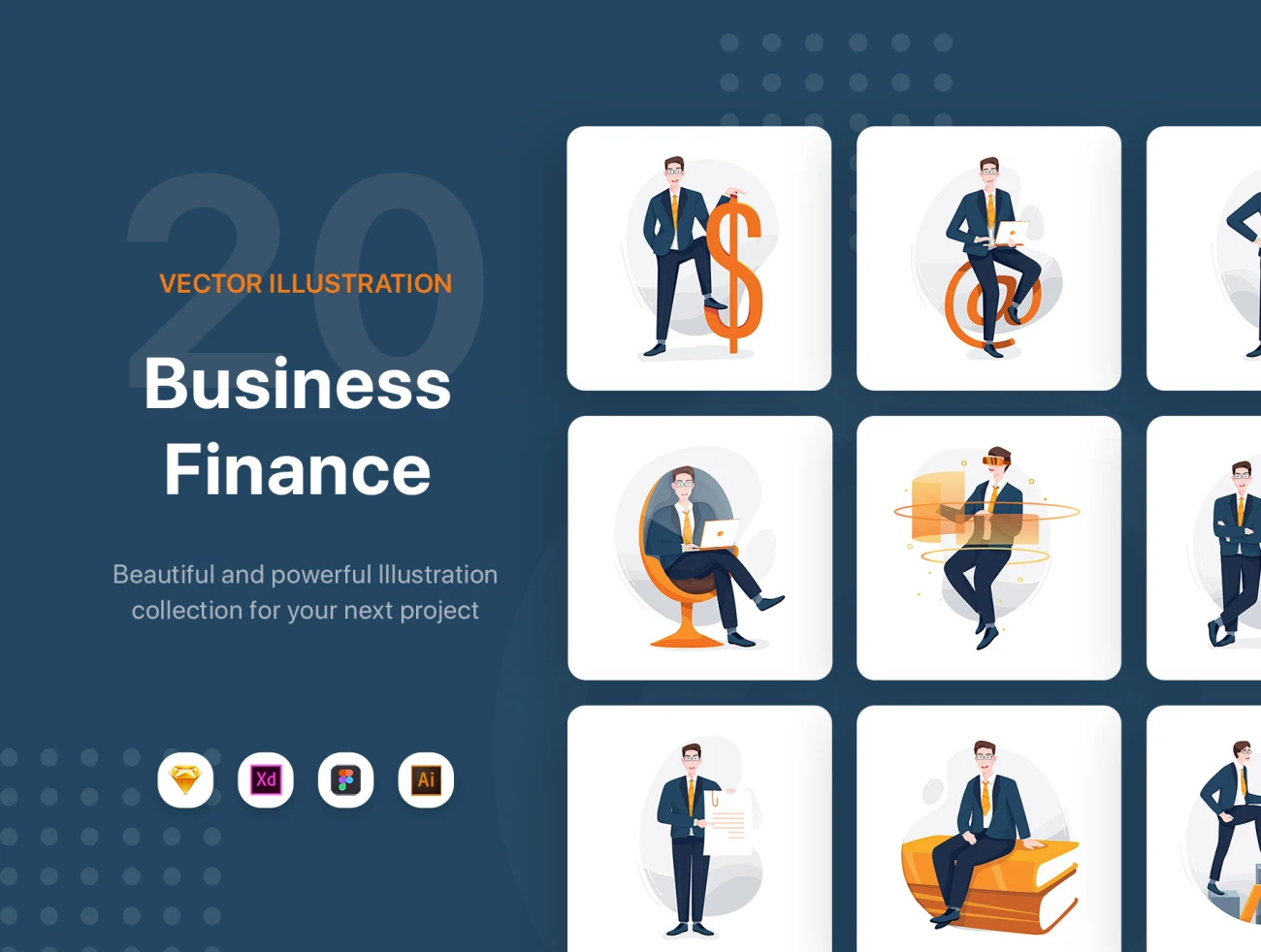M49_Business Finance Illustrations 商业金融矢量插图-人物插画、场景插画、插画、金融理财-到位啦UI