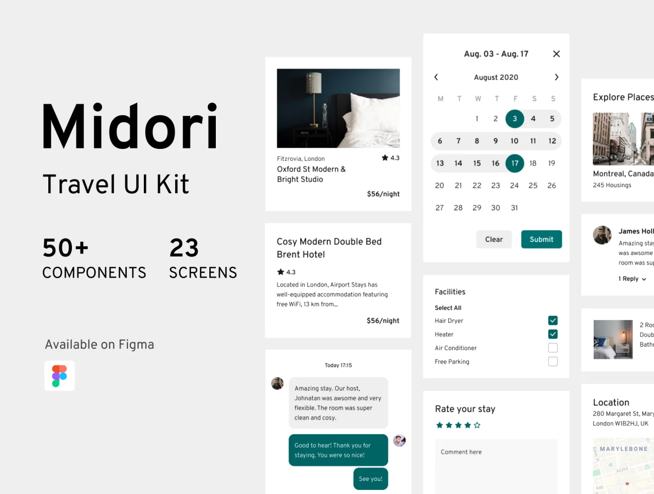 Midori Travel UI Kit Midori 旅行用户界面套件-UI/UX、字体-到位啦UI