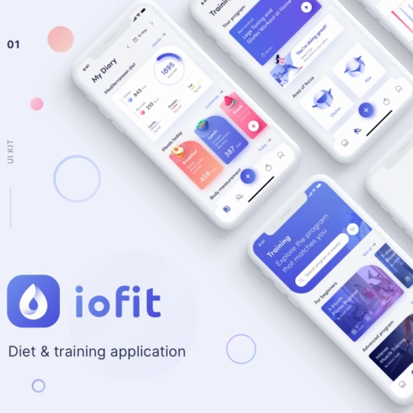 ioFit - Diet _ Training App UI Kit ioFit-饮食训练应用程序用户界面套件