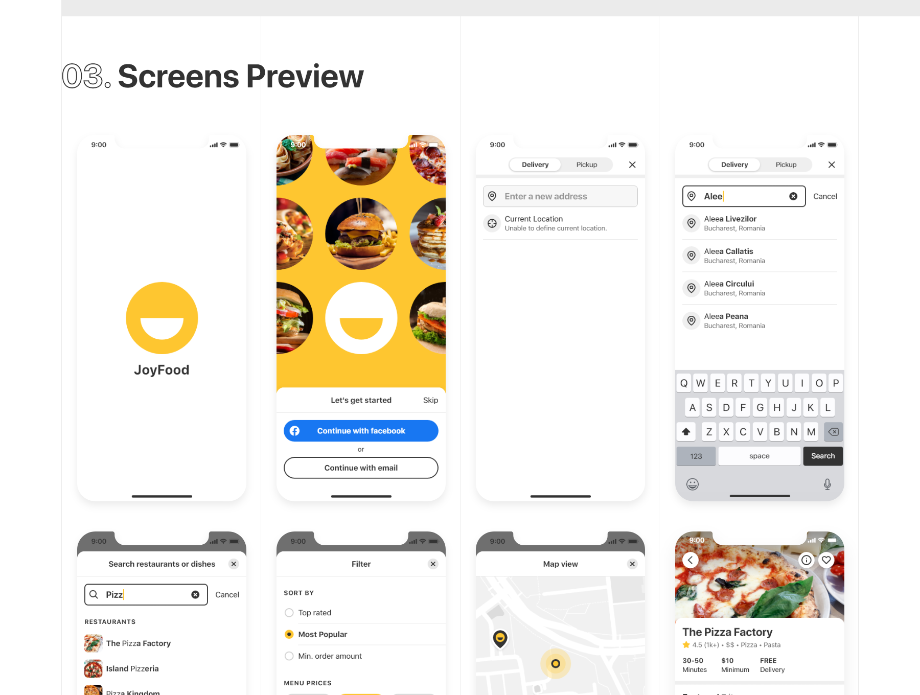 JoyFood — food delivery iOS UI Kit JoyFood-食品配送iOS用户界面套件-UI/UX-到位啦UI