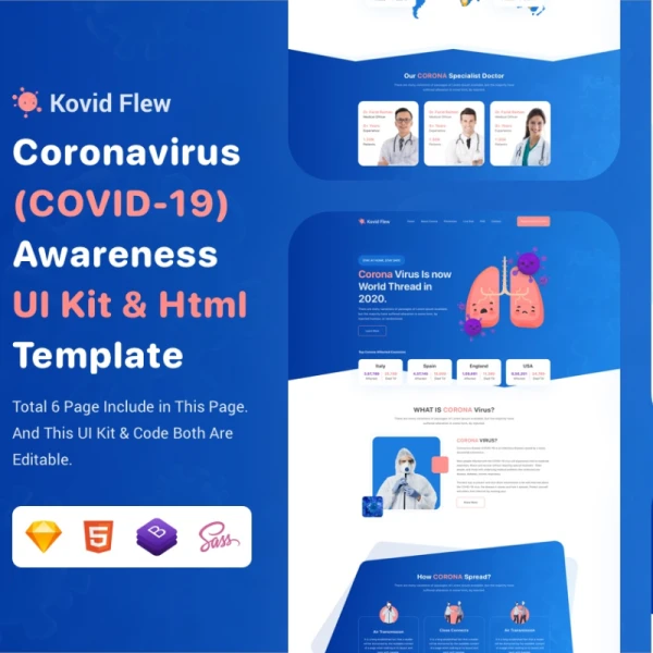 Kovid Flew - Coronavirus Awareness 冠状病毒防范意识web kit模板