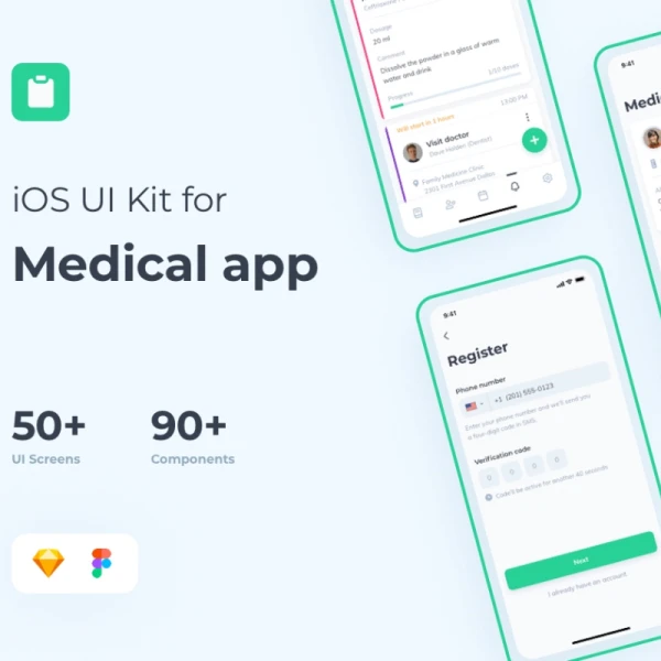 Medical App UI kit for iOS iOS版医疗应用程序UI套件