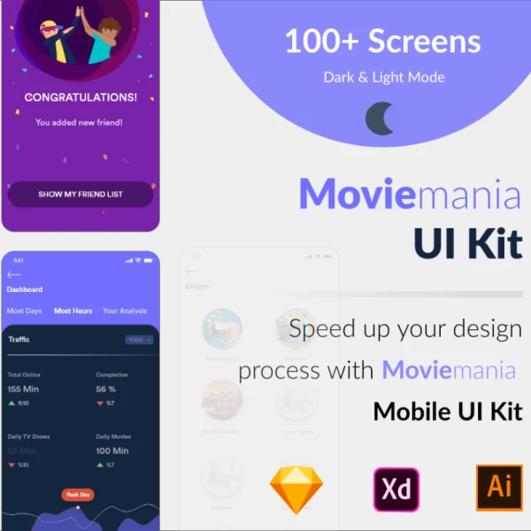 Moviemania App UI Kit 电影狂人应用程序UI套件