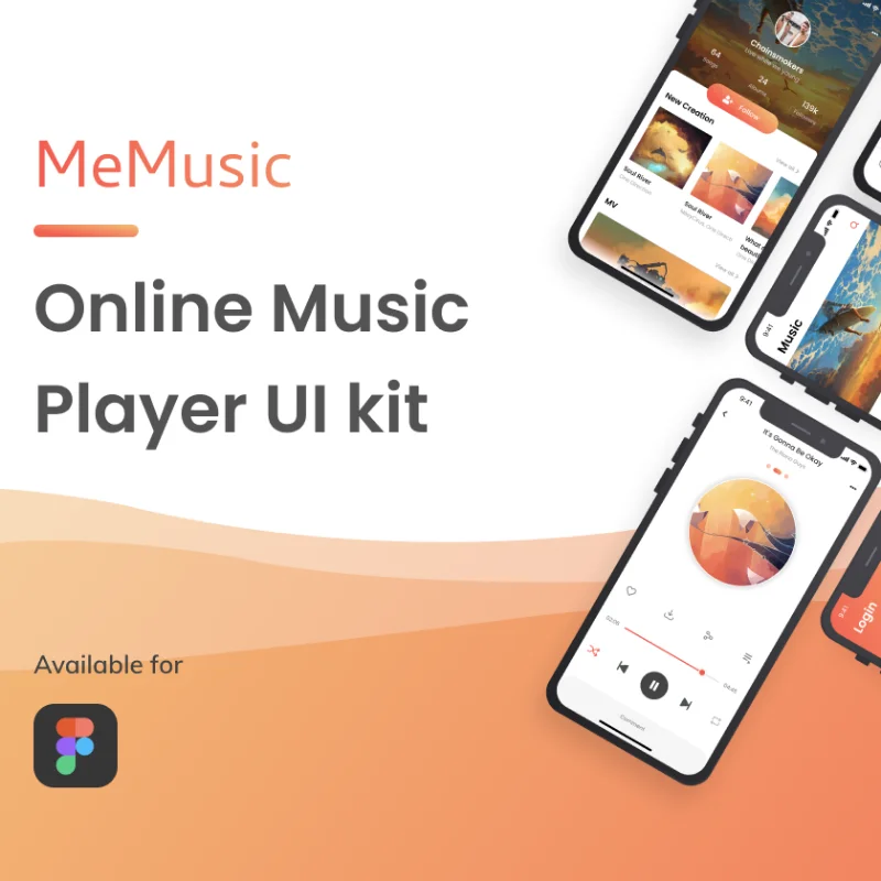 Music Player App UI Kit 音乐播放器应用程序UI套件缩略图到位啦UI