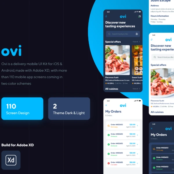 Ovi Food Delivery UI Kit 食品配送UI套件