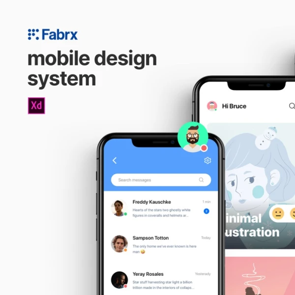 Fabrx Mobile Design System (For Adobe XD) 手机功能模块化设计系统设计套件