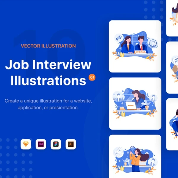 Job Interview Illustrations 求职面试矢量插图
