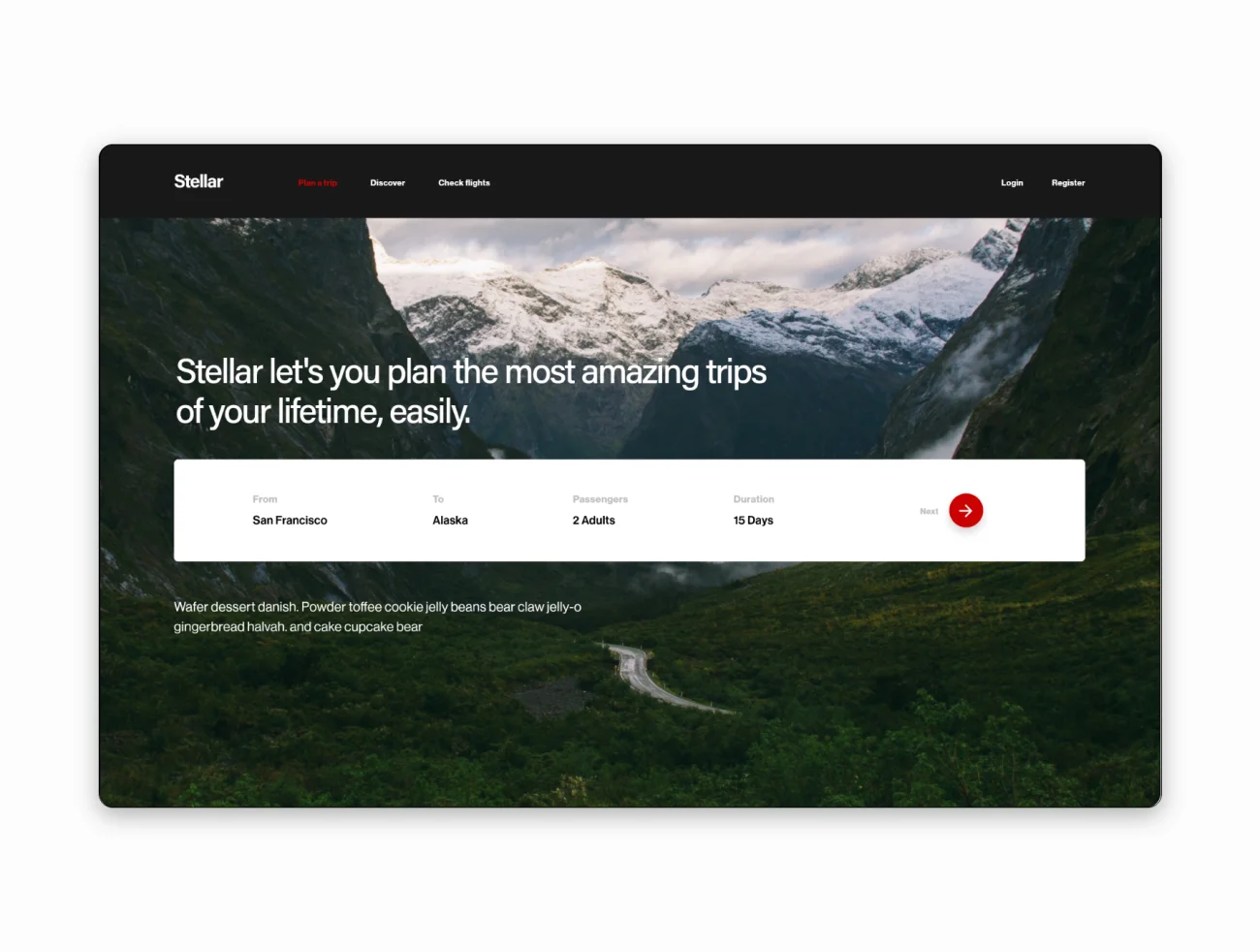 Stellar Web UI Kit 旅游出行网站模板 Web套件-UI/UX、专题页面-到位啦UI