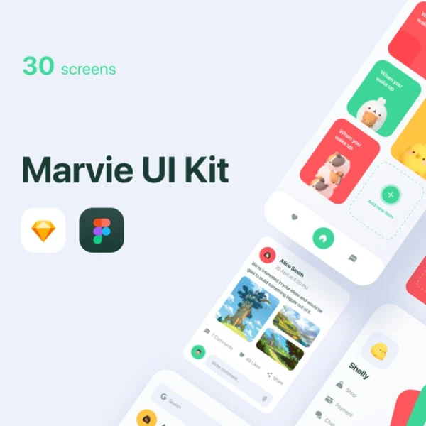 Marvie iOS App UI Kit  iOS 卡片式应用程序UI套件