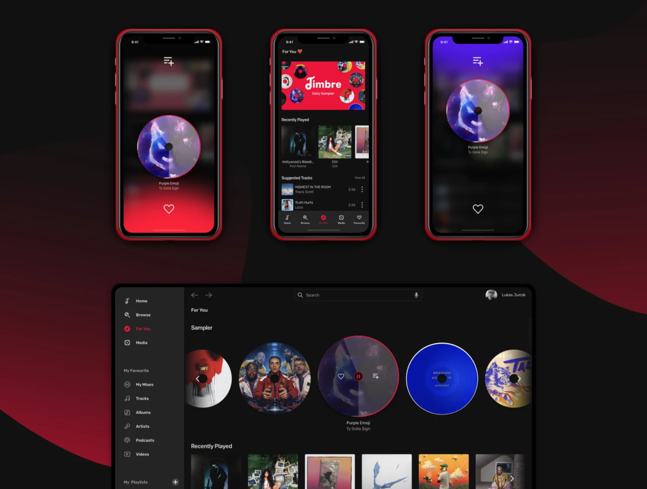 Timbre App - Music App with Design System 音色应用程序-带设计系统的音乐应用程序-UI/UX、ui套件、应用、播放器、网站-到位啦UI