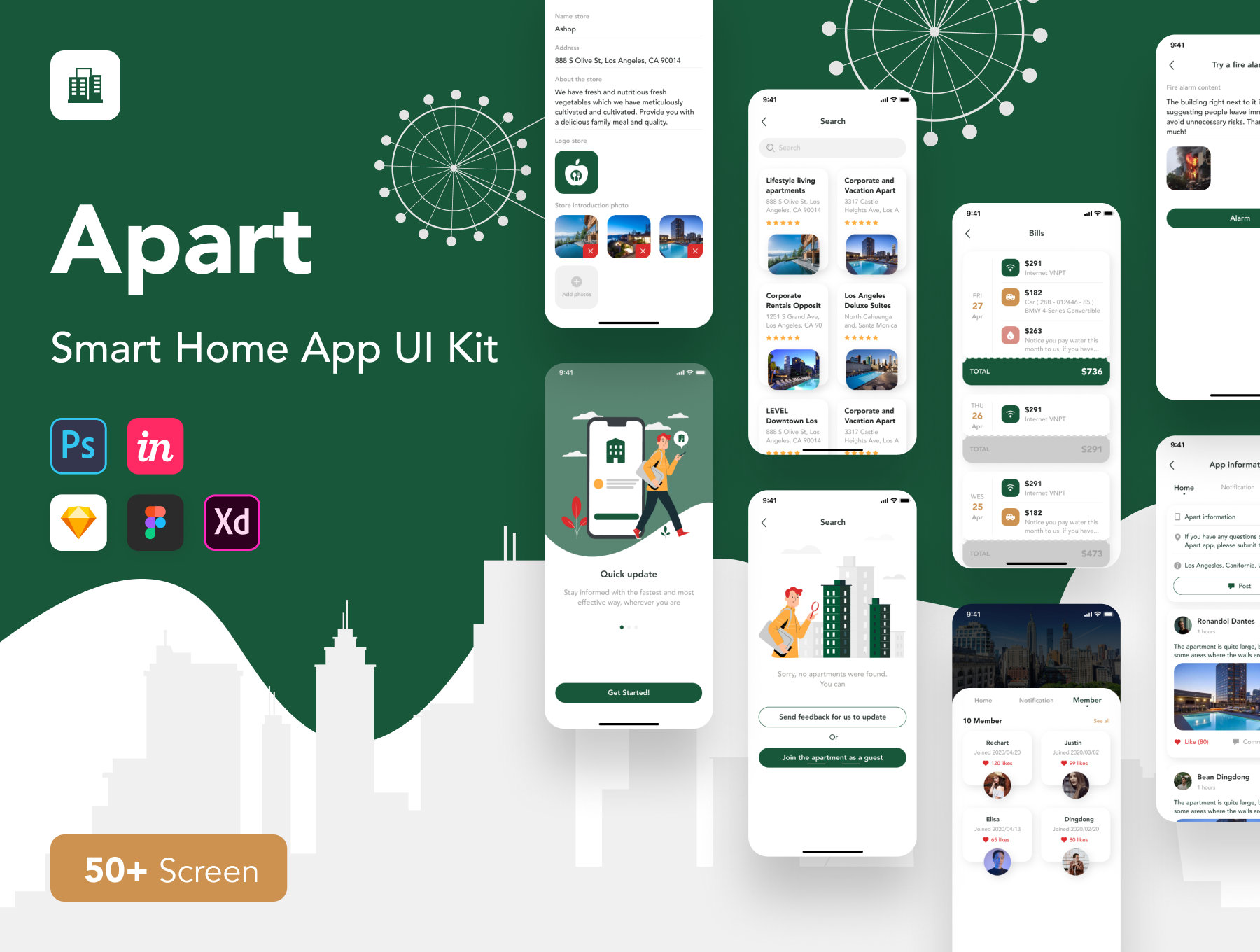Apart - Smart Home App UI Kit 智能家居应用程序用户界面套件-UI/UX-到位啦UI