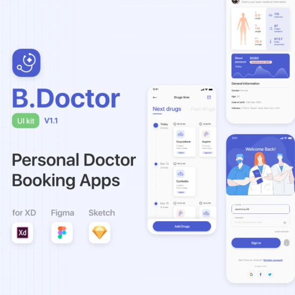 B.Doctor app UI kit 医疗应用程序用户界面套件