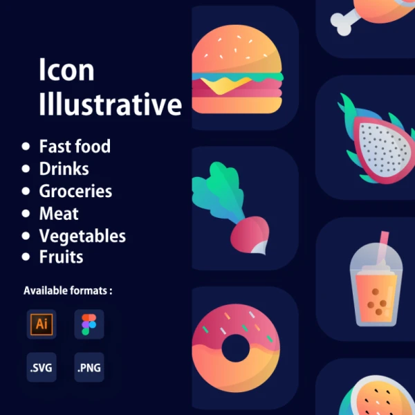 Babuko - Icon Illustrative 美食蔬菜水果肉类饮料图标库