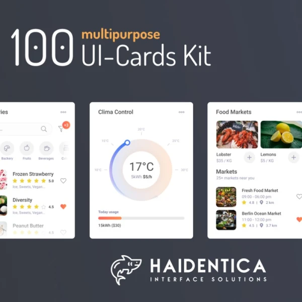 100 Multipurpose UI Kit Cards Package 100款多用途用户界面套件卡片设计套装