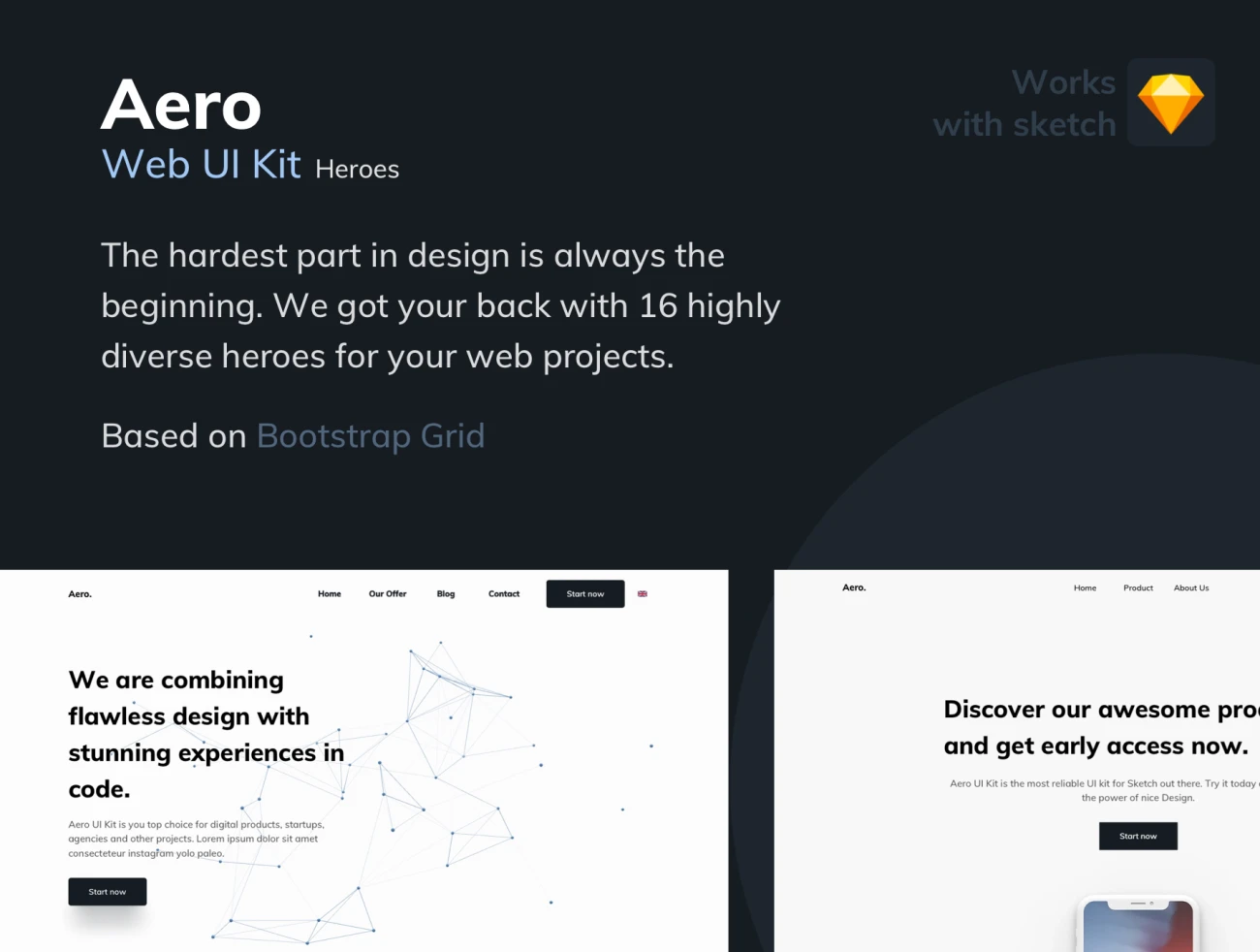 Aero Web UI Kit for Heros Heros 首屏海报UI套件-UI/UX-到位啦UI