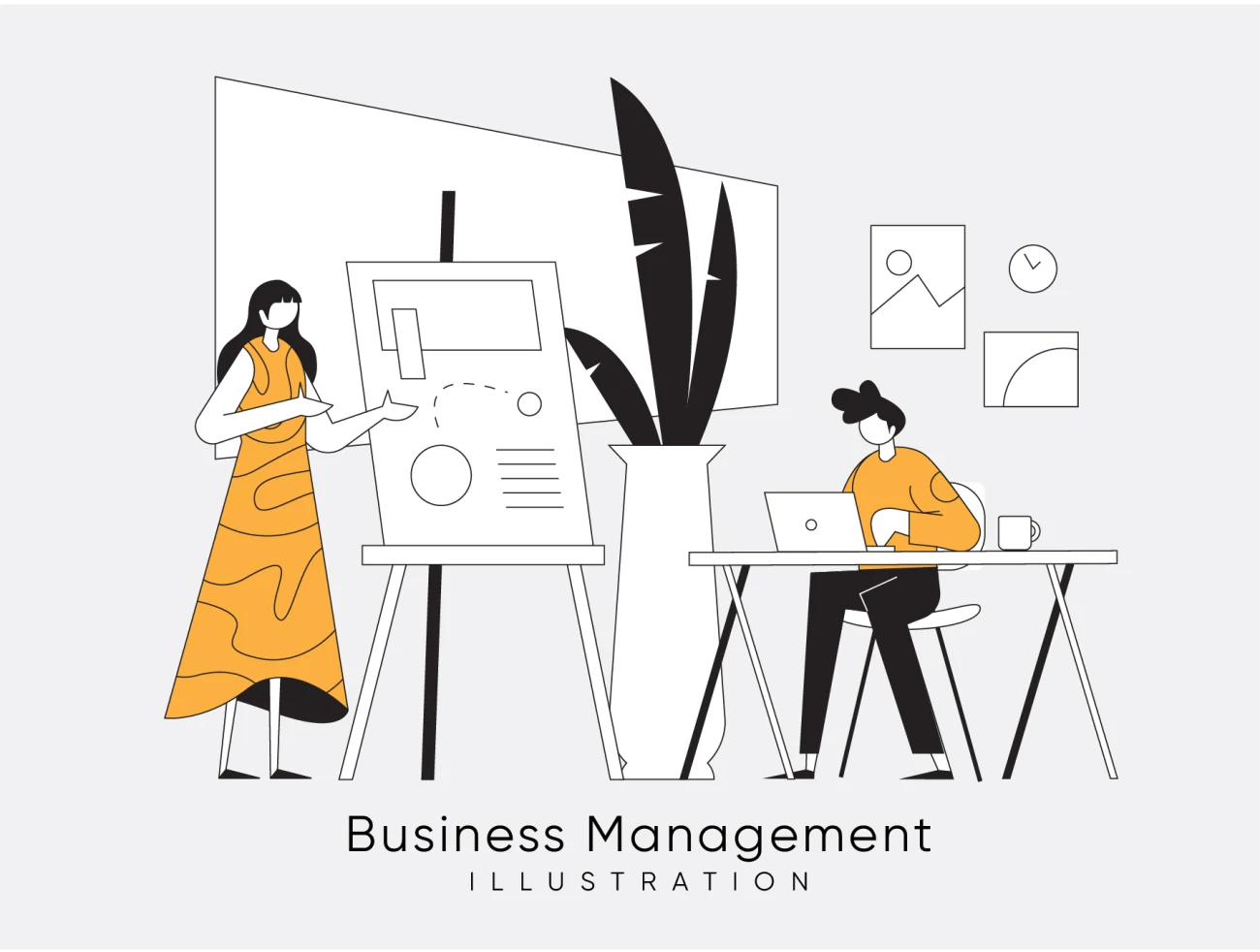 Business Management Illustration Kit 企业管理演示套件-插画-到位啦UI