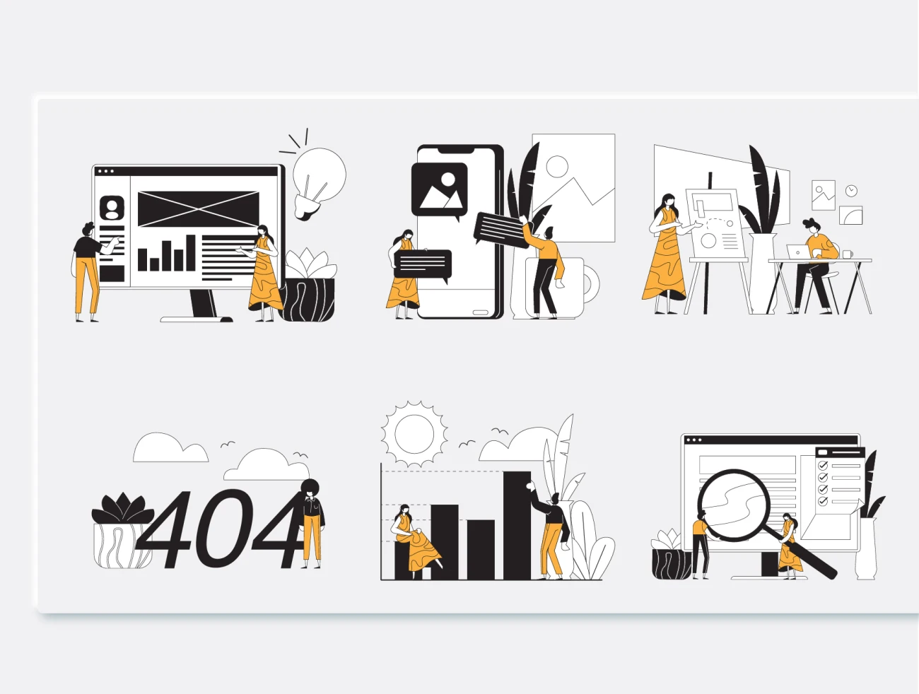 Business Management Illustration Kit 企业管理演示套件-插画-到位啦UI