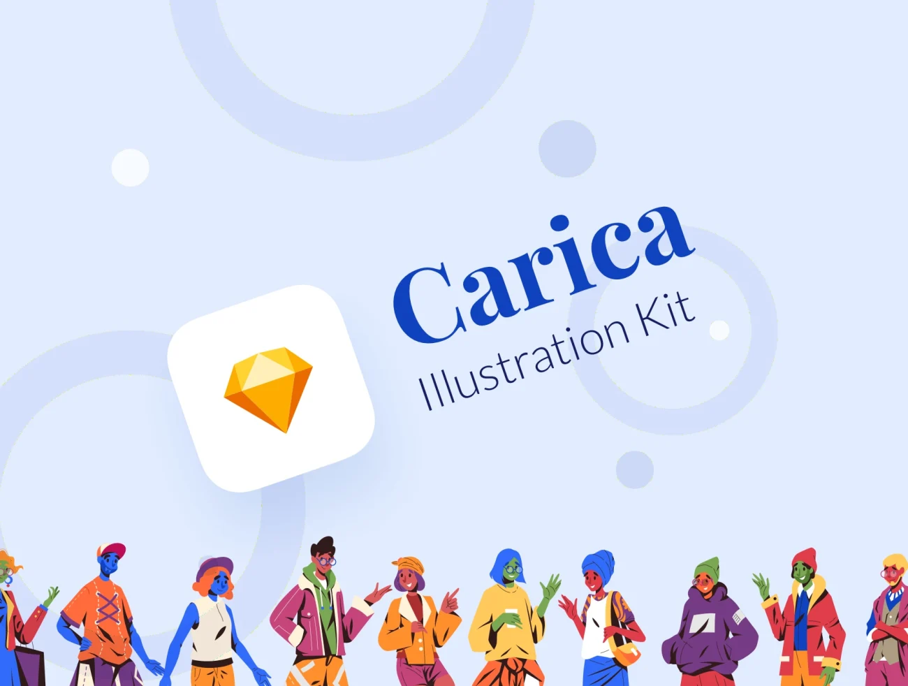 Carica Social-Themed Illustration Kit 漫画风社会主题插画套件自定义人物组件灵活搭配-UI/UX、人物插画、场景插画、插画-到位啦UI