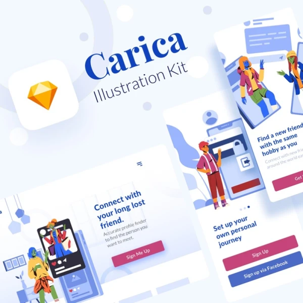 Carica Social-Themed Illustration Kit 漫画风社会主题插画套件自定义人物组件灵活搭配