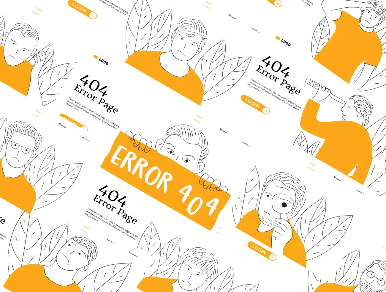 Error 404 illustrations 404错误页矢量插图-UI/UX、插画-到位啦UI