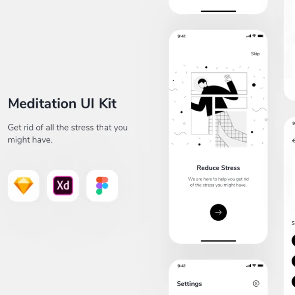 Relax.io 1.0 - Meditation App UI Kit 放松冥想应用程序UI套件