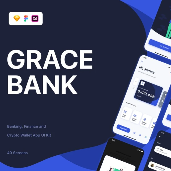 Grace Banking App UI Kit Grace商业加密货币银行应用程序UI套件
