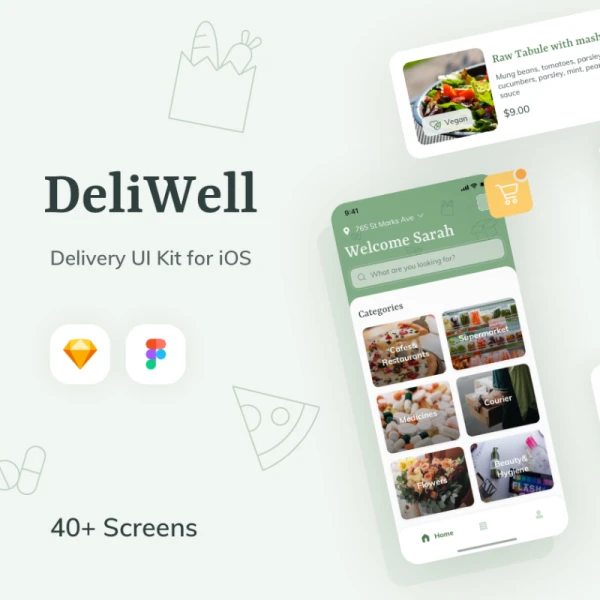 Delivery App UI Kit for iOS 配送快递应用程序UI套件