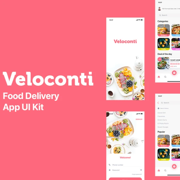 Veloconti - Food Delivery App UI Kit 食品配送应用程序UI套件