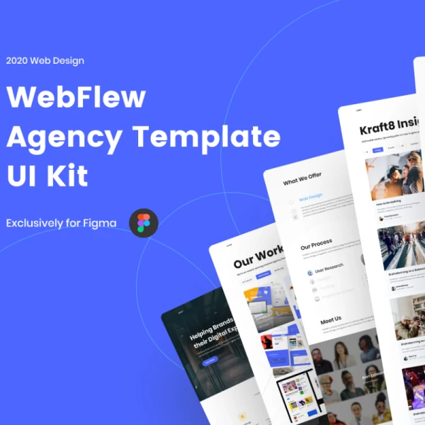 Webflew Agency Template UI Kit 70+简洁网站模板UI工具包