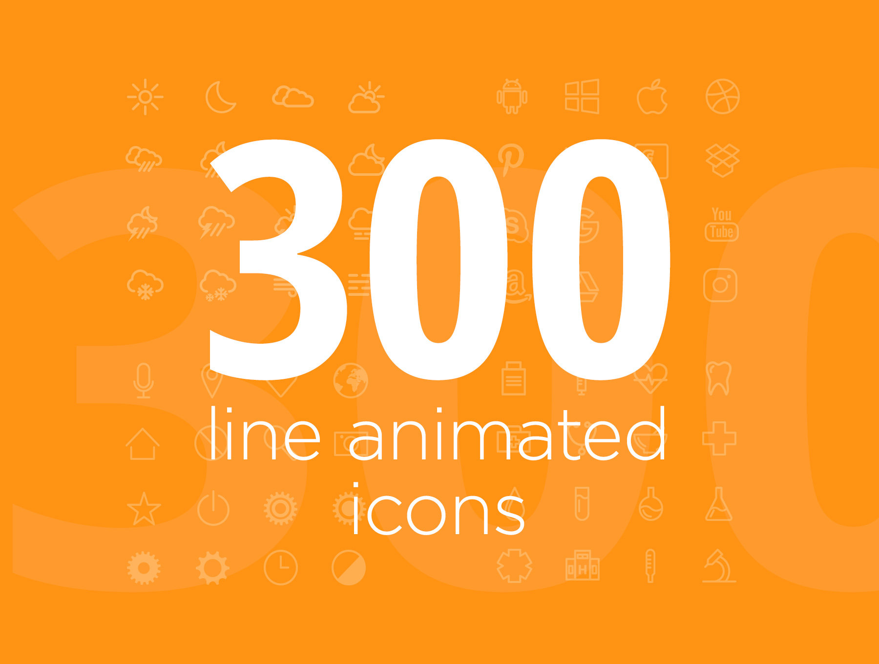 300 Line Animated Icons 10系列300个动效图标集-UI/UX-到位啦UI