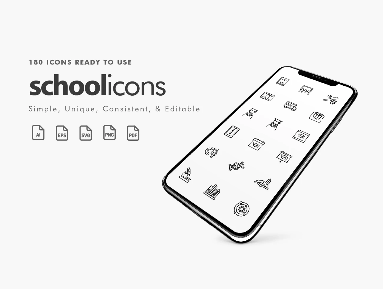 School Day Icons 180款学校教育图标-3D/图标、UI/UX-到位啦UI