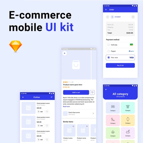 E-commerce mobile UI kit 移动电子商务套件
