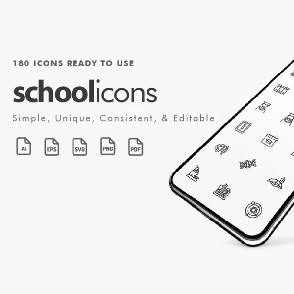 School Day Icons 180款学校教育图标
