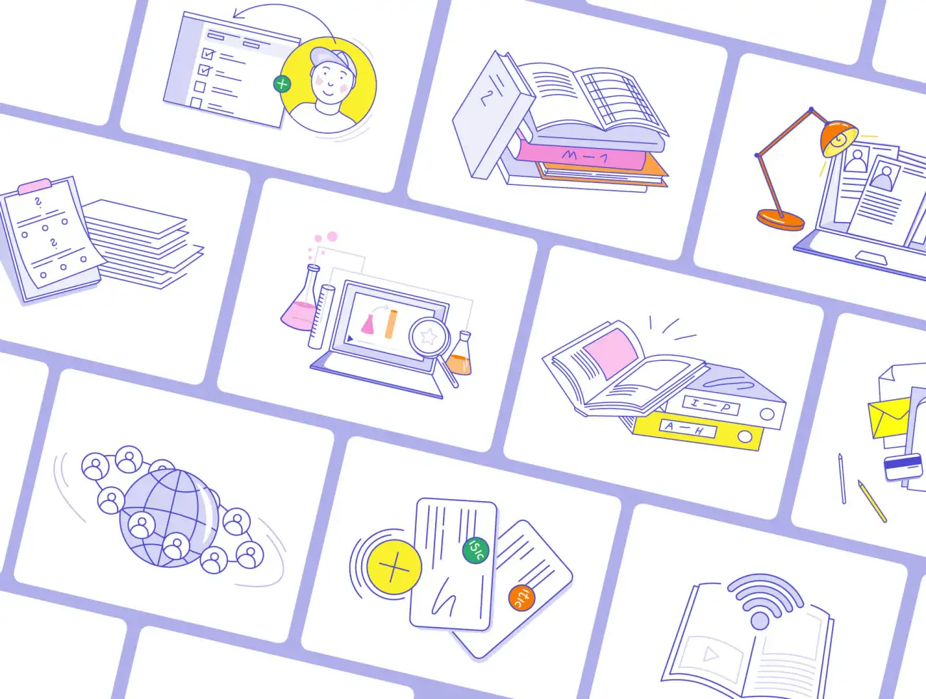 School Online Education Illustrations 学校场景在线教育实验化学插图合集-UI/UX、场景插画、插画、教育医疗-到位啦UI