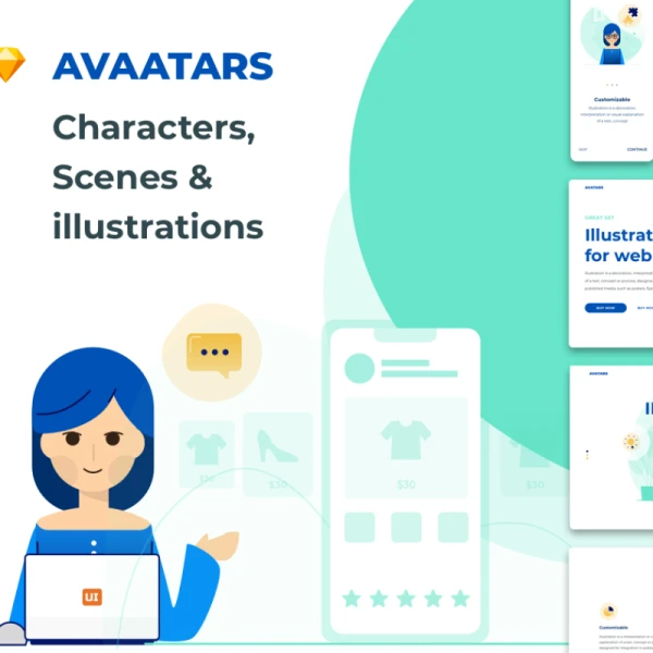 Avaatars - illustration Library for Web & Mobile Web和移动设备的插图库
