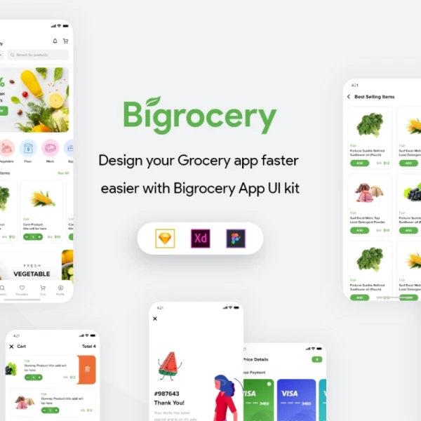 Bigrocery UI Kit 蔬菜电商购物用户界面套件