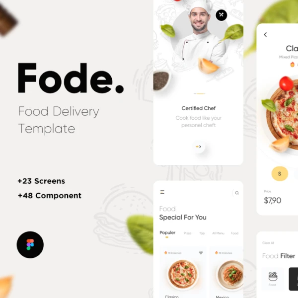 Fode-Food App Ui Kit 美食餐饮外卖展示应用程序Ui套件