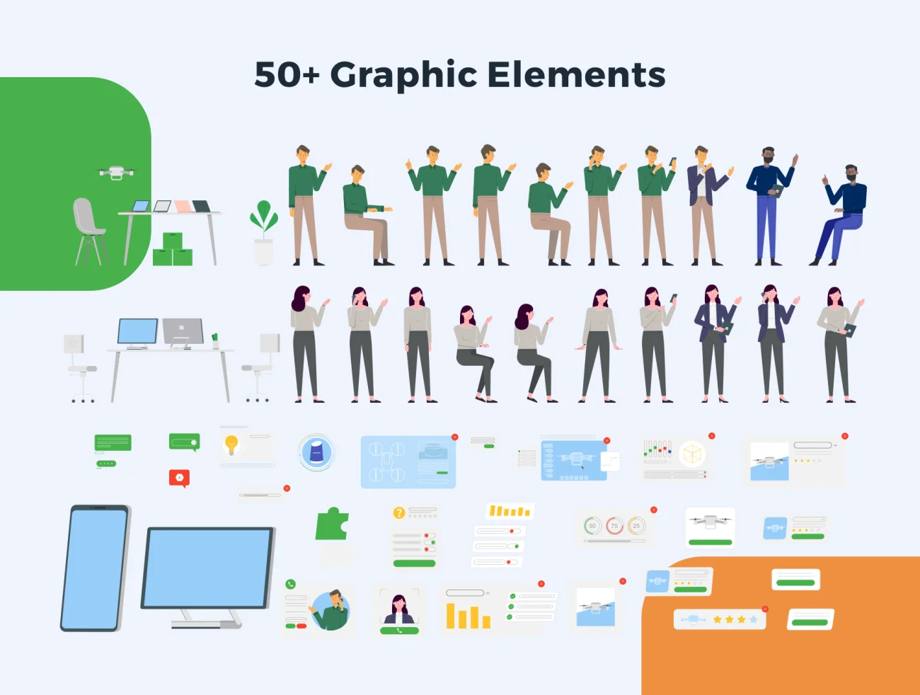 Graphicdunk - Technopreneur Illustration Scene Creator 科技市场极客工作场景插图-3D/图标、UI/UX、插画-到位啦UI