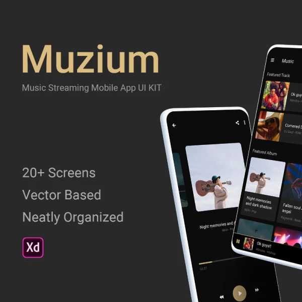 Muzium - Music Streaming mobile app UI KIT 音乐流媒体移动应用程序用户界面套件