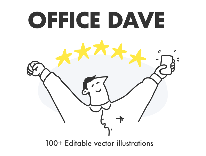 Office Dave - illustration pack 108款线条简笔画插图包-插画-到位啦UI