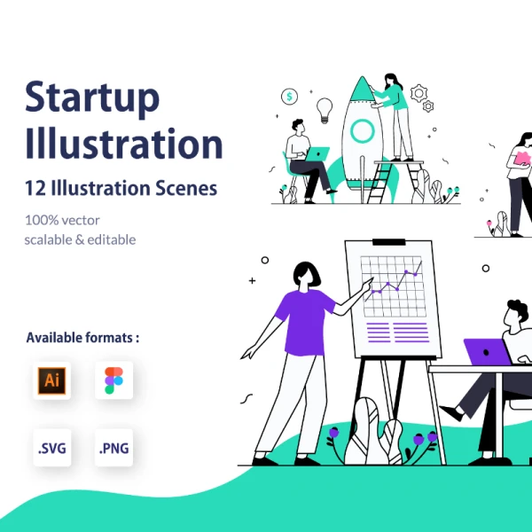Startup & Strategy Illustration Kit 工作商业战略矢量插画工具包