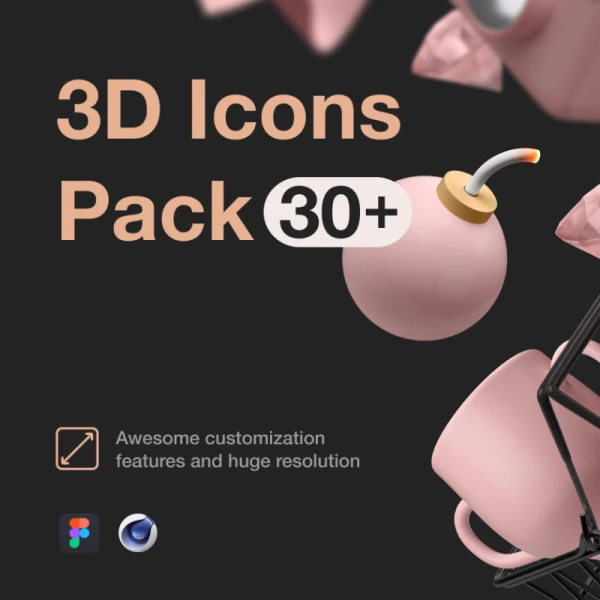 3D Icons Pack 30款3D图标合集明暗双模式