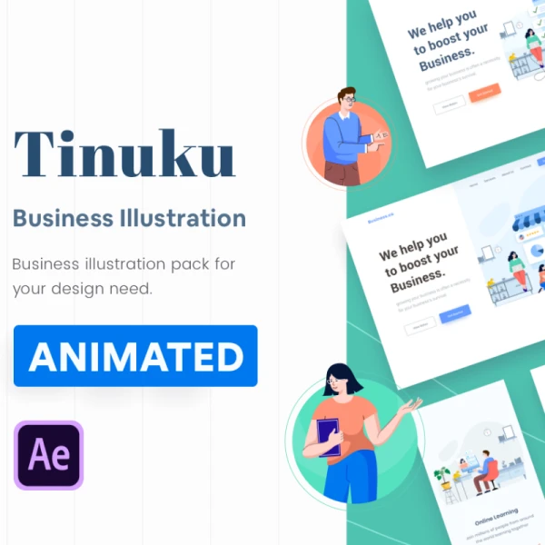 Tinuku - Animated Startup & Business Illustrations 模块化自由组合商业个体户创业展动画示插图