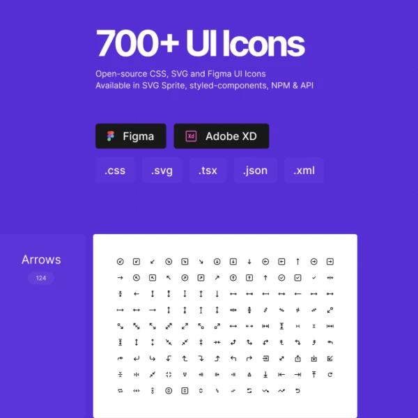 700+ UI Icons for Figma and Adobe XD 700多个简约线条通用UI图标