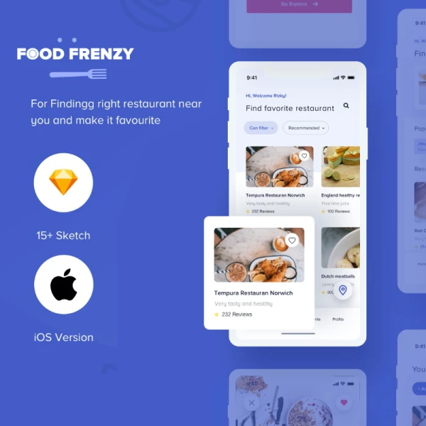 Food Frenzy - UI Kit 美食狂潮菜谱烹饪教学应用UI套件